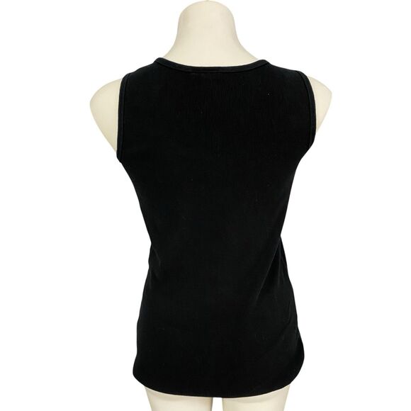 Allen B Tank Top Womens Size Large Black Knit Button Bow Work Office Casual - Picture 3 of 10